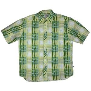 Phat Farm Mens 2X Green Plaid Button-Up Short Sleeve Pocket Collared Shirt XXL